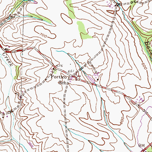 Topographic Map of Portico School, PA