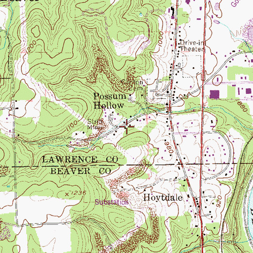 Topographic Map of Possum Hollow, PA