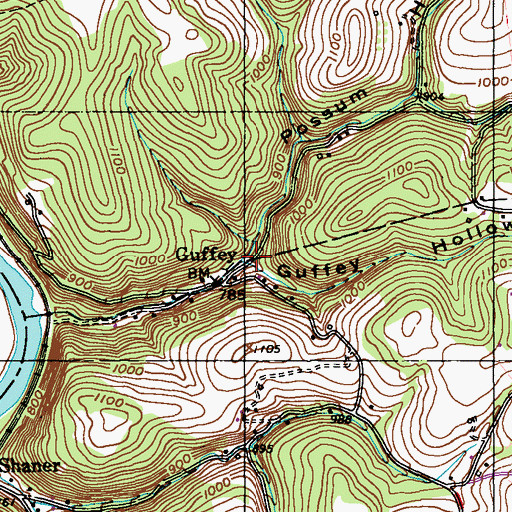 Topographic Map of Possum Hollow, PA