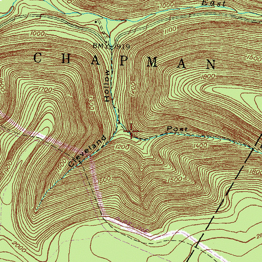 Topographic Map of Post Draft, PA