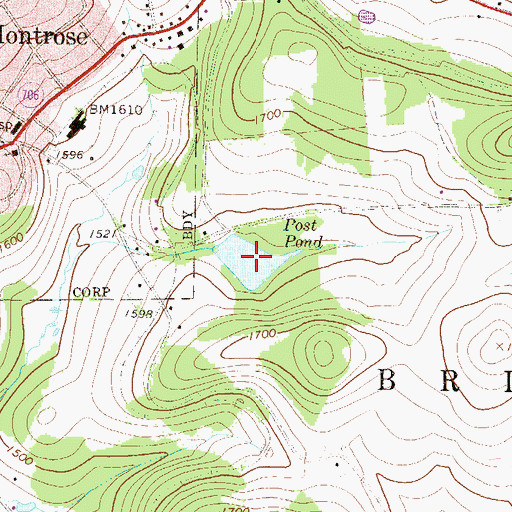 Topographic Map of Post Pond, PA