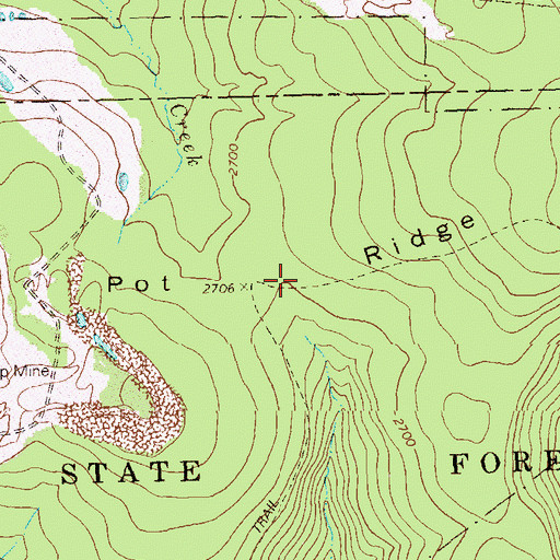 Topographic Map of Pot Ridge, PA