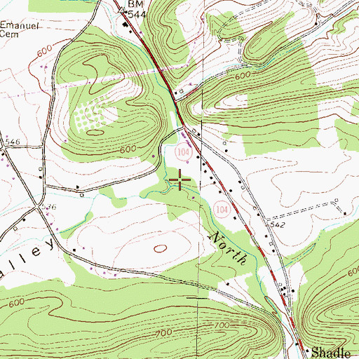 Topographic Map of Potato Valley, PA