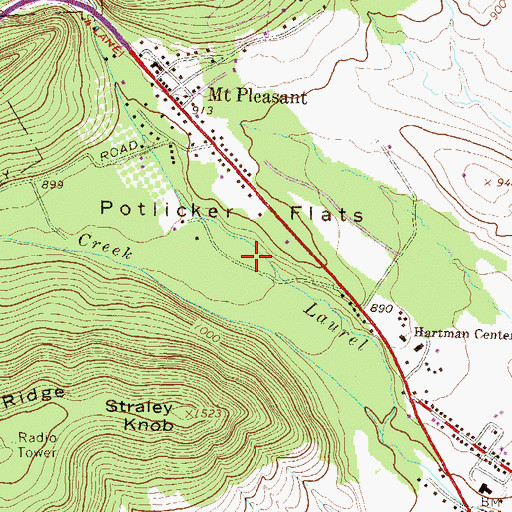 Topographic Map of Potlicker Flats, PA