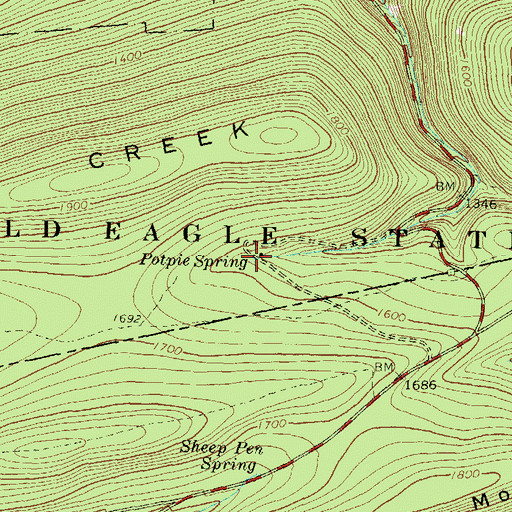 Topographic Map of Potpie Spring, PA