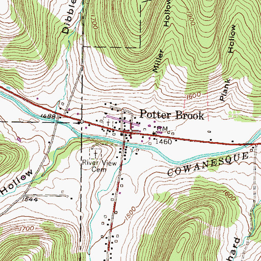 Topographic Map of Potter Brook, PA