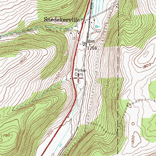 Topographic Map of Potter Cemetery, PA