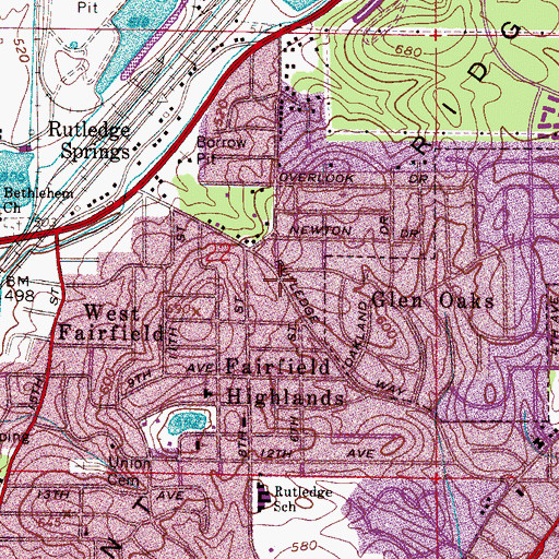 Topographic Map of Flint Ridge, AL