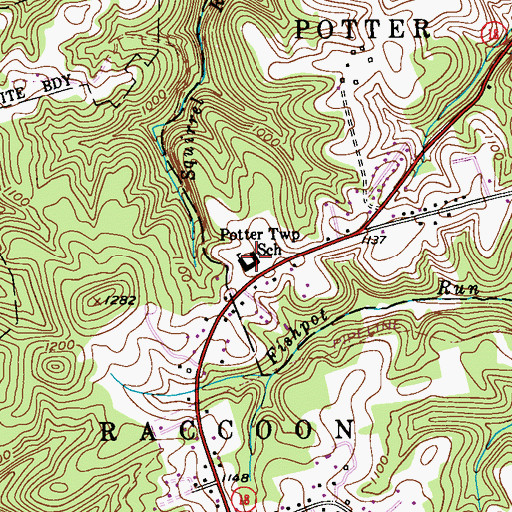Topographic Map of Potter Township School, PA