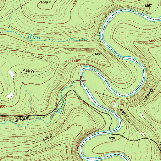 Topographic Map of Potts Run, PA