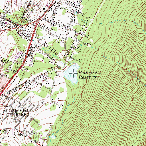 Topographic Map of Pottsgrove Reservoir, PA