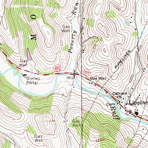 Topographic Map of Poverty Run, PA