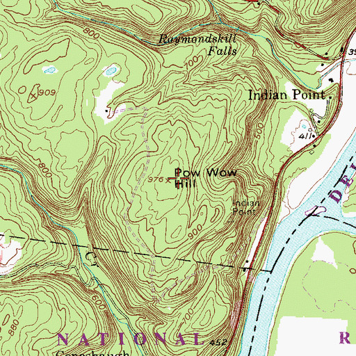 Topographic Map of Pow Wow Hill, PA