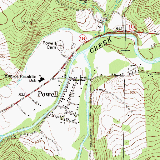 Topographic Map of Powell, PA