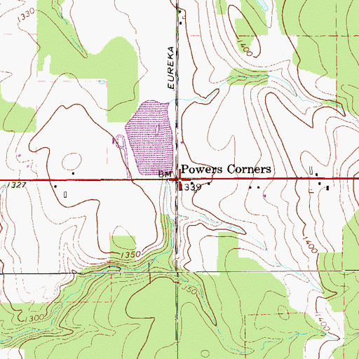 Topographic Map of Powers Corners, PA