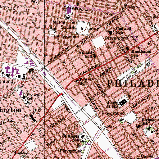 Topographic Map of Powers School, PA