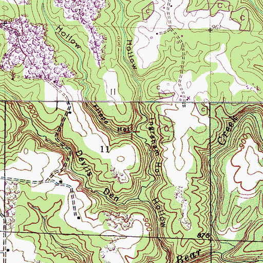 Topographic Map of Flippo Hollow, AL