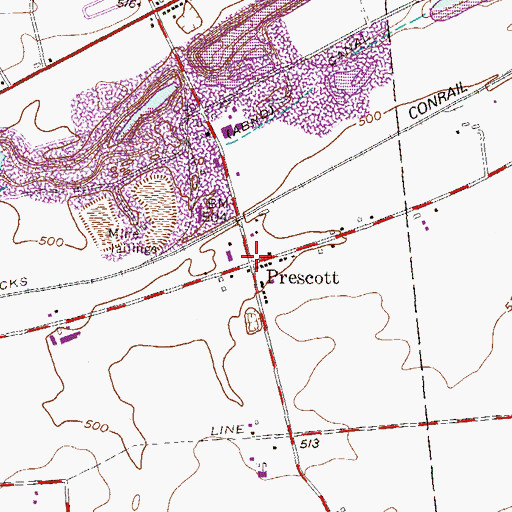 Topographic Map of Prescott, PA