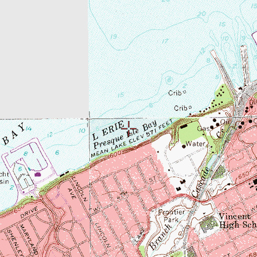 Topographic Map of Presque Isle Bay, PA