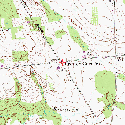 Topographic Map of Preston Corners, PA
