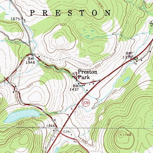 Topographic Map of Preston Park, PA