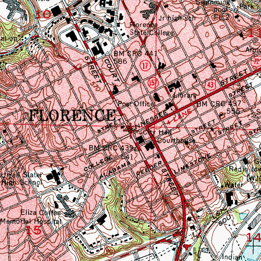 Topographic Map of Florence, AL