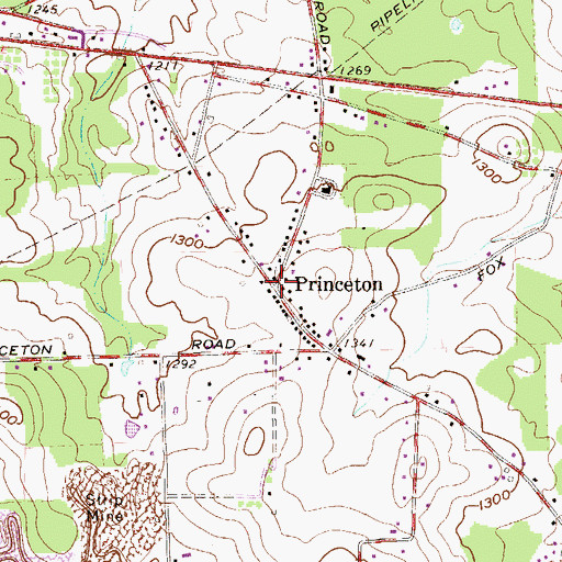 Topographic Map of Princeton, PA