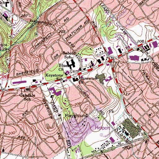 Topographic Map of Princeton Church, PA