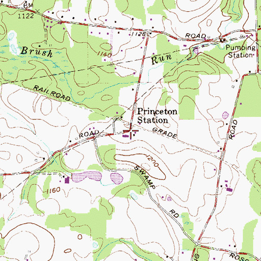 Topographic Map of Princeton Station, PA