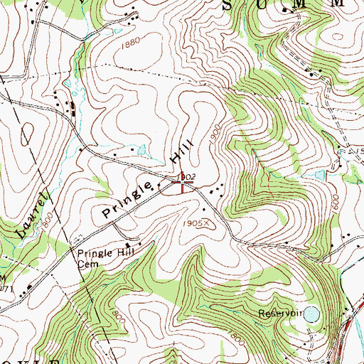 Topographic Map of Pringle Hill, PA