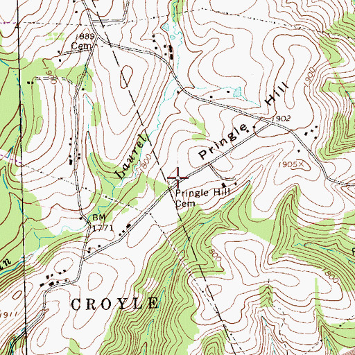Topographic Map of Pringle Hill Cemetery, PA