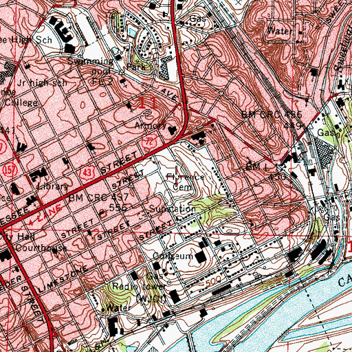 Topographic Map of Florence Cemetery, AL