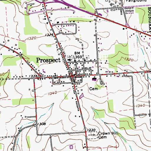 Topographic Map of Prospect, PA