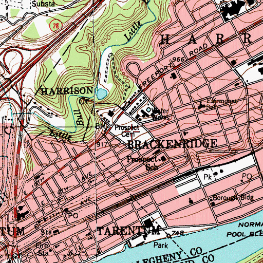 Topographic Map of Prospect Cemetery, PA