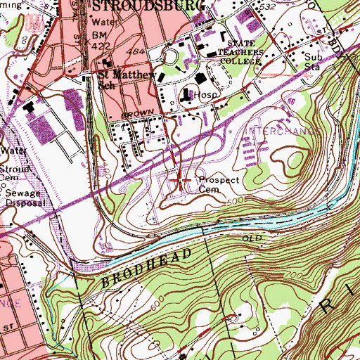 Topographic Map of Prospect Cemetery, PA