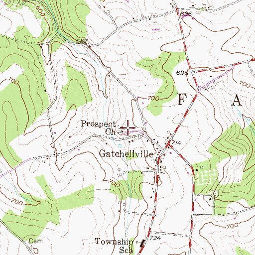 Topographic Map of Prospect Church, PA