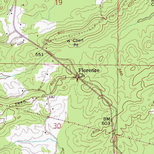 Topographic Map of Florence Baptist Church, AL