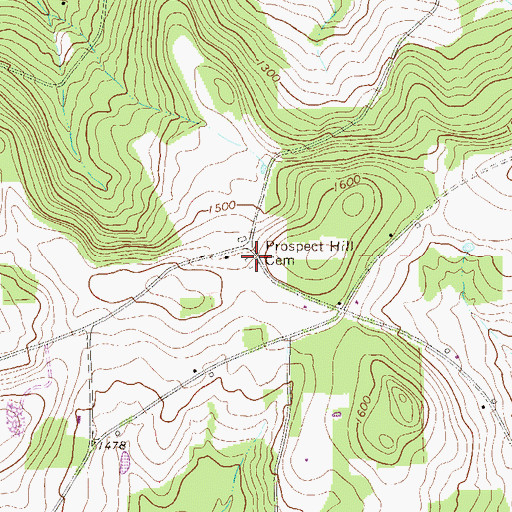 Topographic Map of Prospect Hill Cemetery, PA