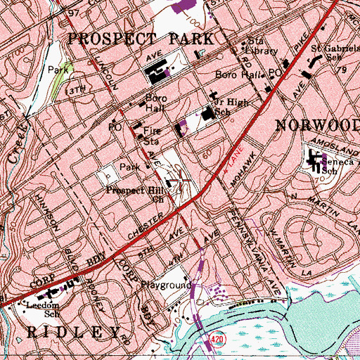 Topographic Map of Prospect Hill Church, PA