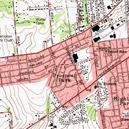 Topographic Map of Prospect Park, PA