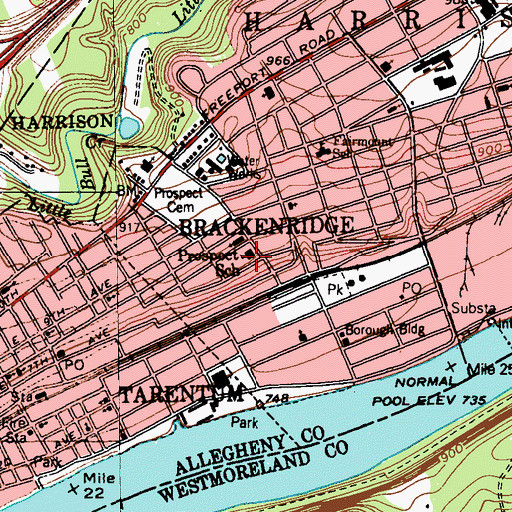 Topographic Map of Prospect School, PA
