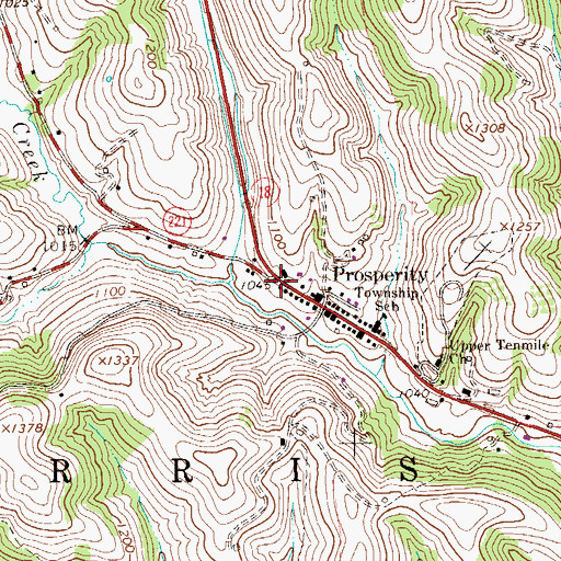 Topographic Map of Prosperity, PA
