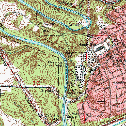 Topographic Map of Florence Municipal Park, AL