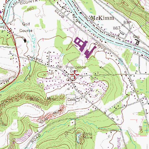 Topographic Map of Providence Cemetery, PA