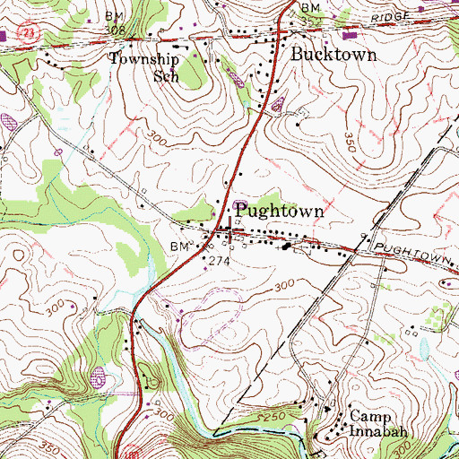 Topographic Map of Pughtown, PA