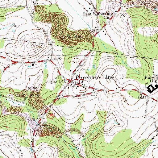 Topographic Map of Purchase Line, PA