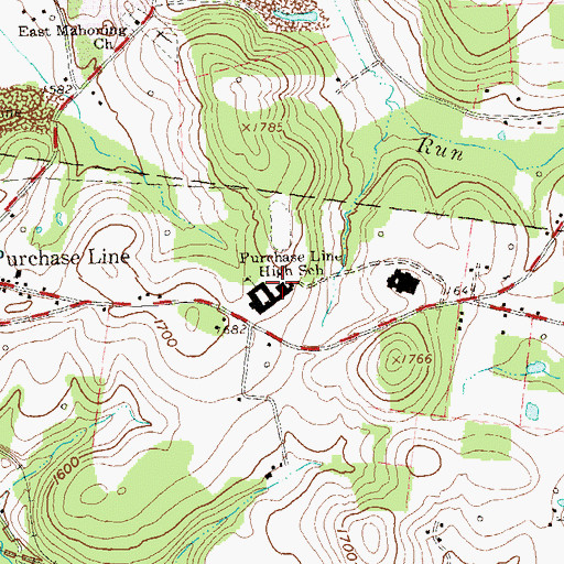 Topographic Map of Purchase Line High School, PA