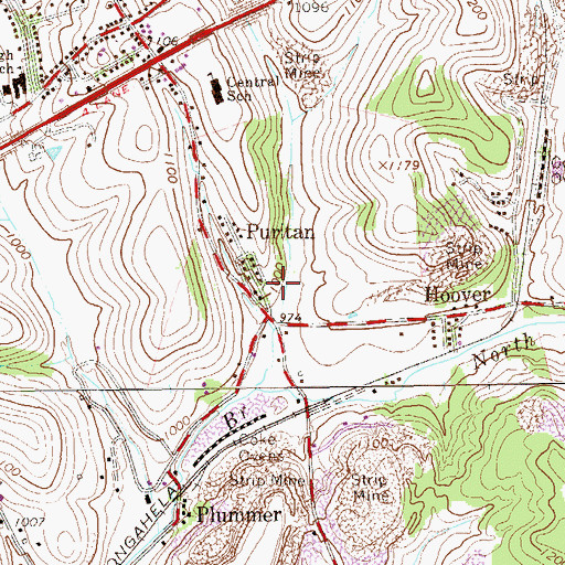 Topographic Map of Puritan, PA