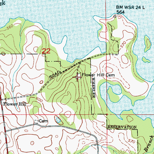 Topographic Map of Flower Hill Cemetery, AL