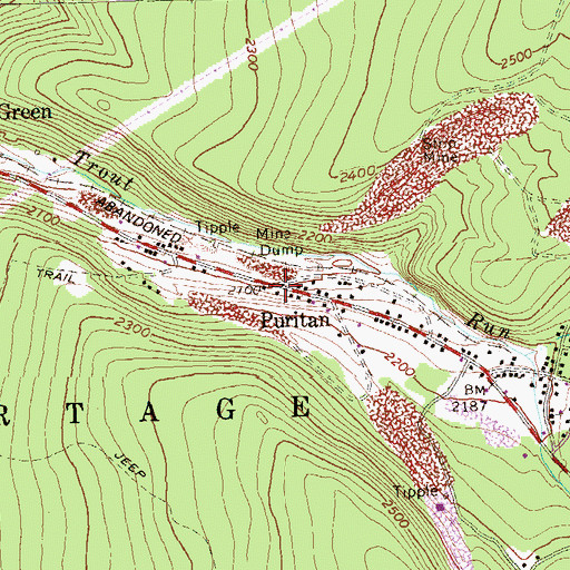 Topographic Map of Puritan, PA